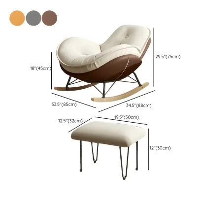 Modern Flannel Upholstered Rocking Chair with Ottoman #size