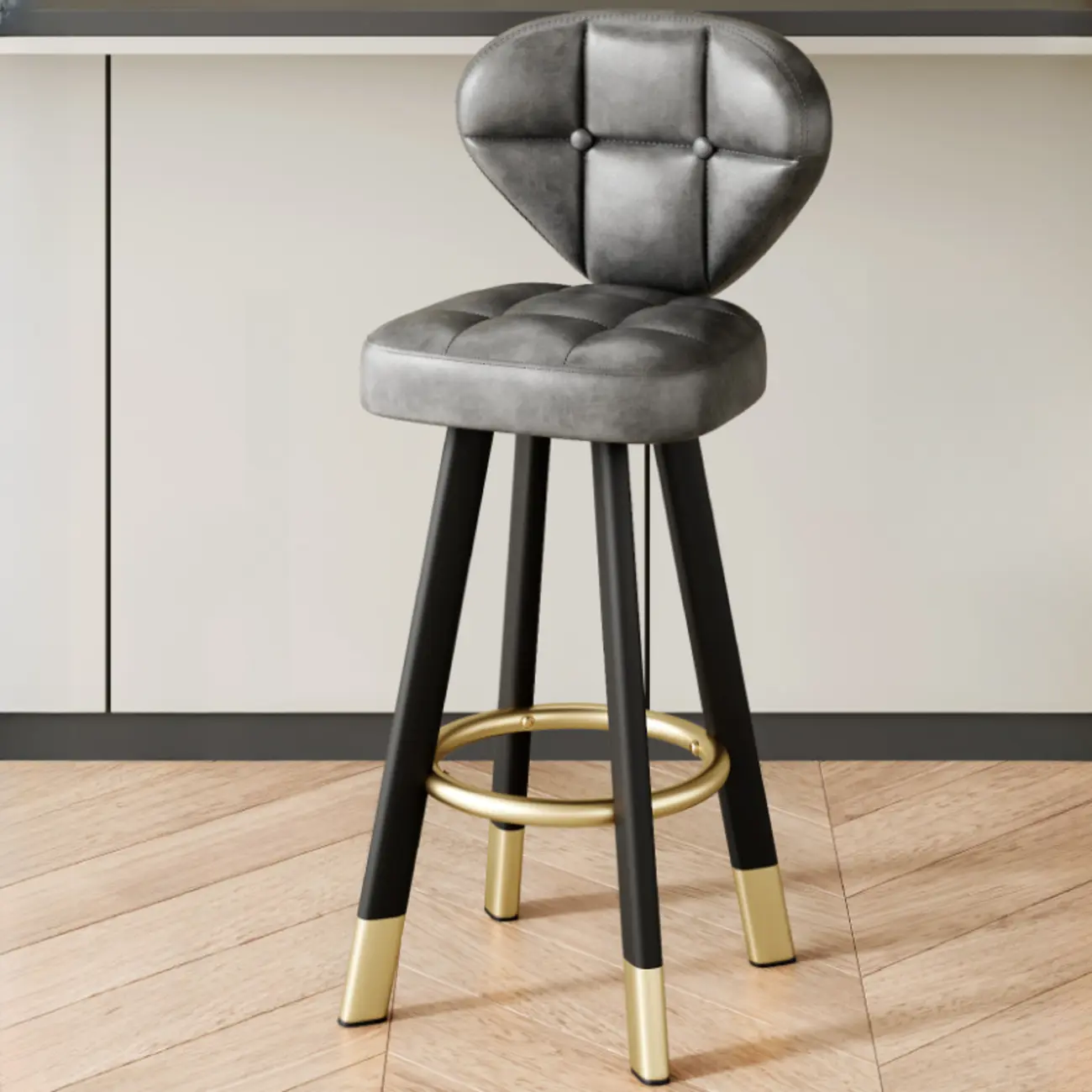 Classic Adjustable Leather Bar Stools with Metal Footrest for Home Image - 16 | homeyfad