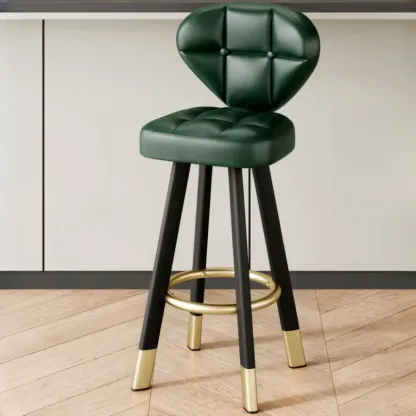 Classic Adjustable Leather Bar Stools with Metal Footrest for Home Image - 17