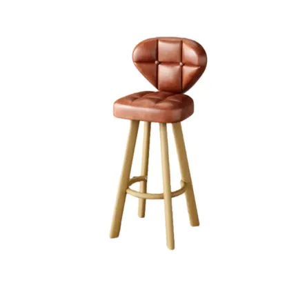 Classic Adjustable Leather Bar Stools with Metal Footrest for Home Image - 13