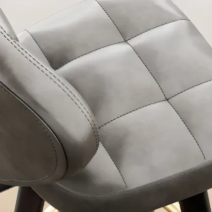 Classic Adjustable Leather Bar Stools with Metal Footrest for Home Image - 7