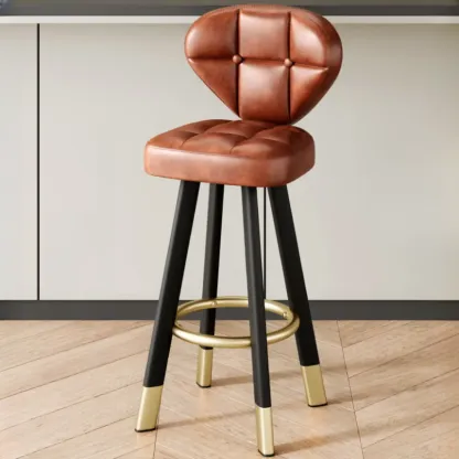Classic Adjustable Leather Bar Stools with Metal Footrest for Home Image - 18