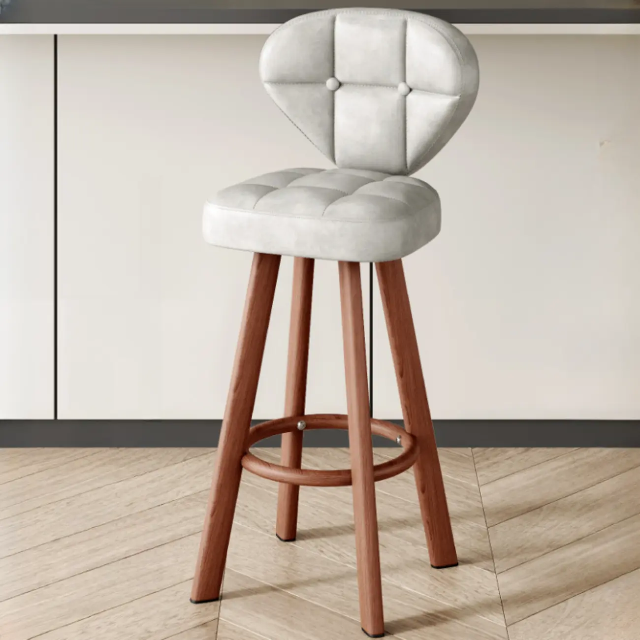 Classic Adjustable Leather Bar Stools with Metal Footrest for Home Image - 19 | homeyfad