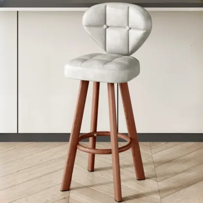 Classic Adjustable Leather Bar Stools with Metal Footrest for Home Image - 19