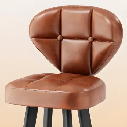 Classic Adjustable Leather Bar Stools with Metal Footrest for Home Image - 6