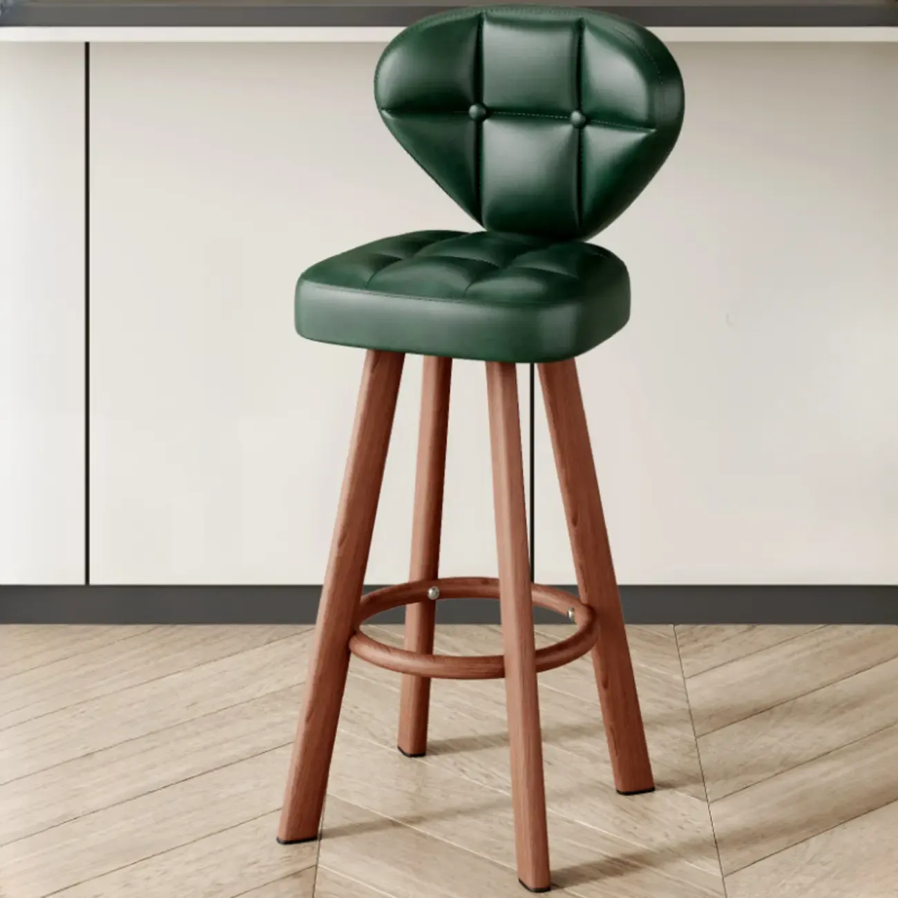 Classic Adjustable Leather Bar Stools with Metal Footrest for Home Image - 23
