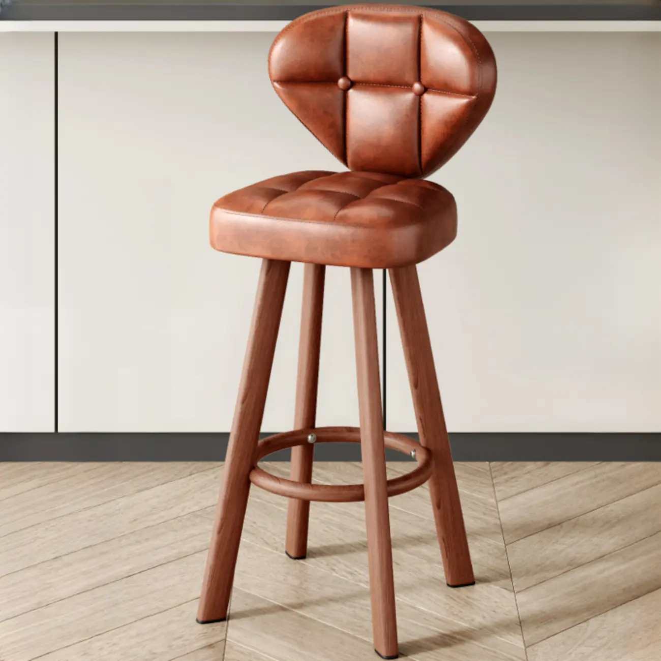 Classic Adjustable Leather Bar Stools with Metal Footrest for Home Image - 24 | homeyfad