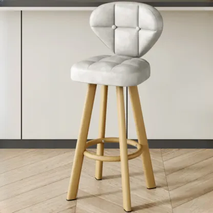 Classic Adjustable Leather Bar Stools with Metal Footrest for Home Image - 25