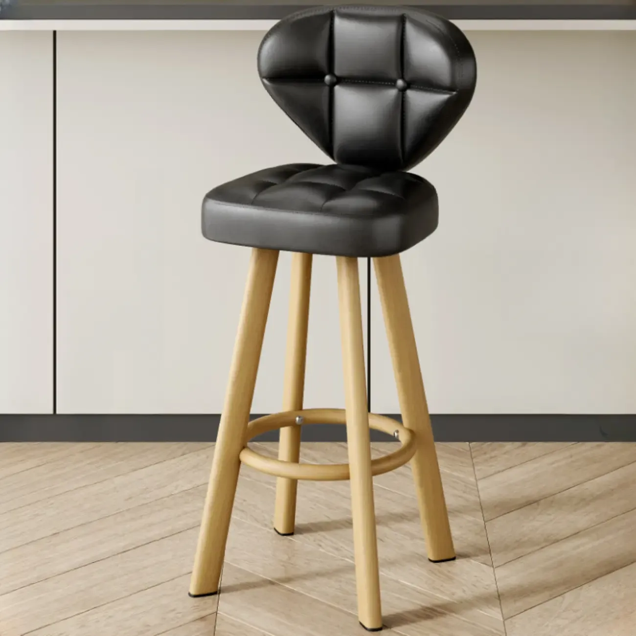 Classic Adjustable Leather Bar Stools with Metal Footrest for Home Image - 26