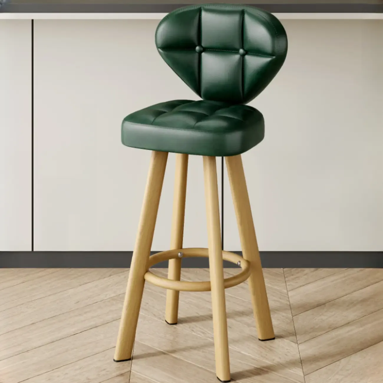 Classic Adjustable Leather Bar Stools with Metal Footrest for Home Image - 29