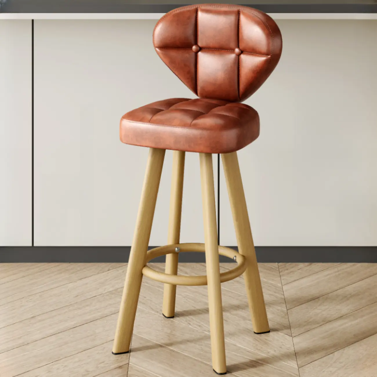 Classic Adjustable Leather Bar Stools with Metal Footrest for Home Image - 30 | homeyfad