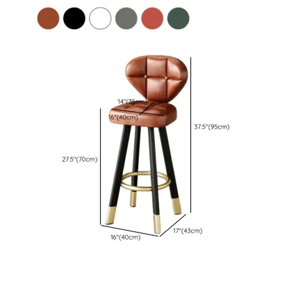 Classic Adjustable Leather Bar Stools with Metal Footrest for Home #size