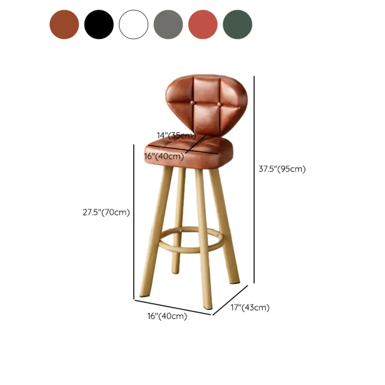 Classic Adjustable Leather Bar Stools with Metal Footrest for Home Image - 11