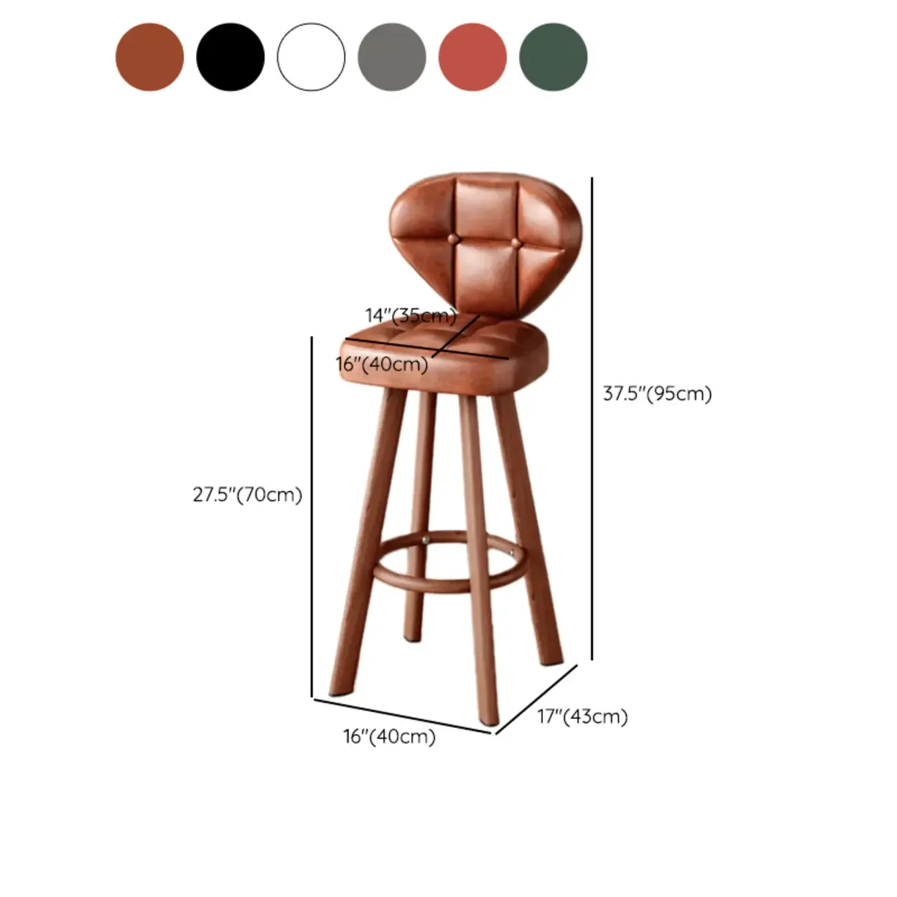 Classic Adjustable Leather Bar Stools with Metal Footrest for Home Image - 12