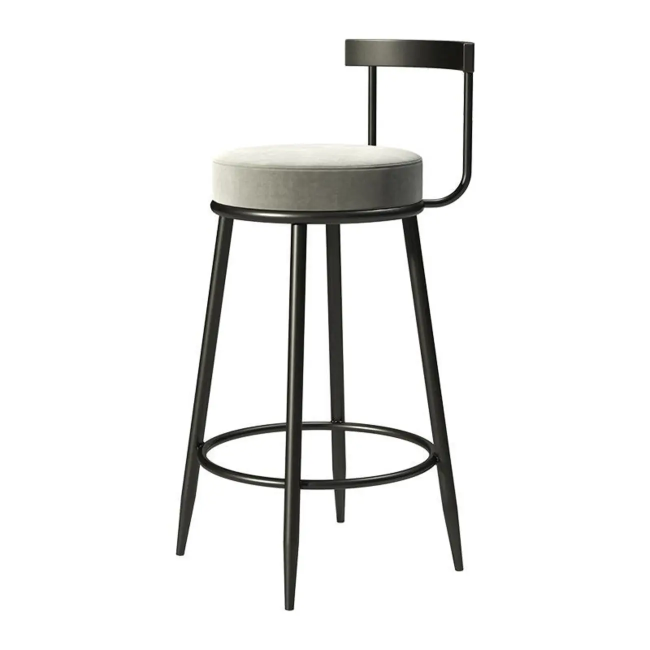 Glam Metal Upholstered Bar Stools with Open Low Back for Kitchen Image - 4 | homeyfad