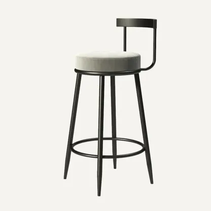 Glam Metal Upholstered Bar Stools with Open Low Back for Kitchen Image - 6