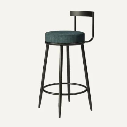Glam Metal Upholstered Bar Stools with Open Low Back for Kitchen Image - 7