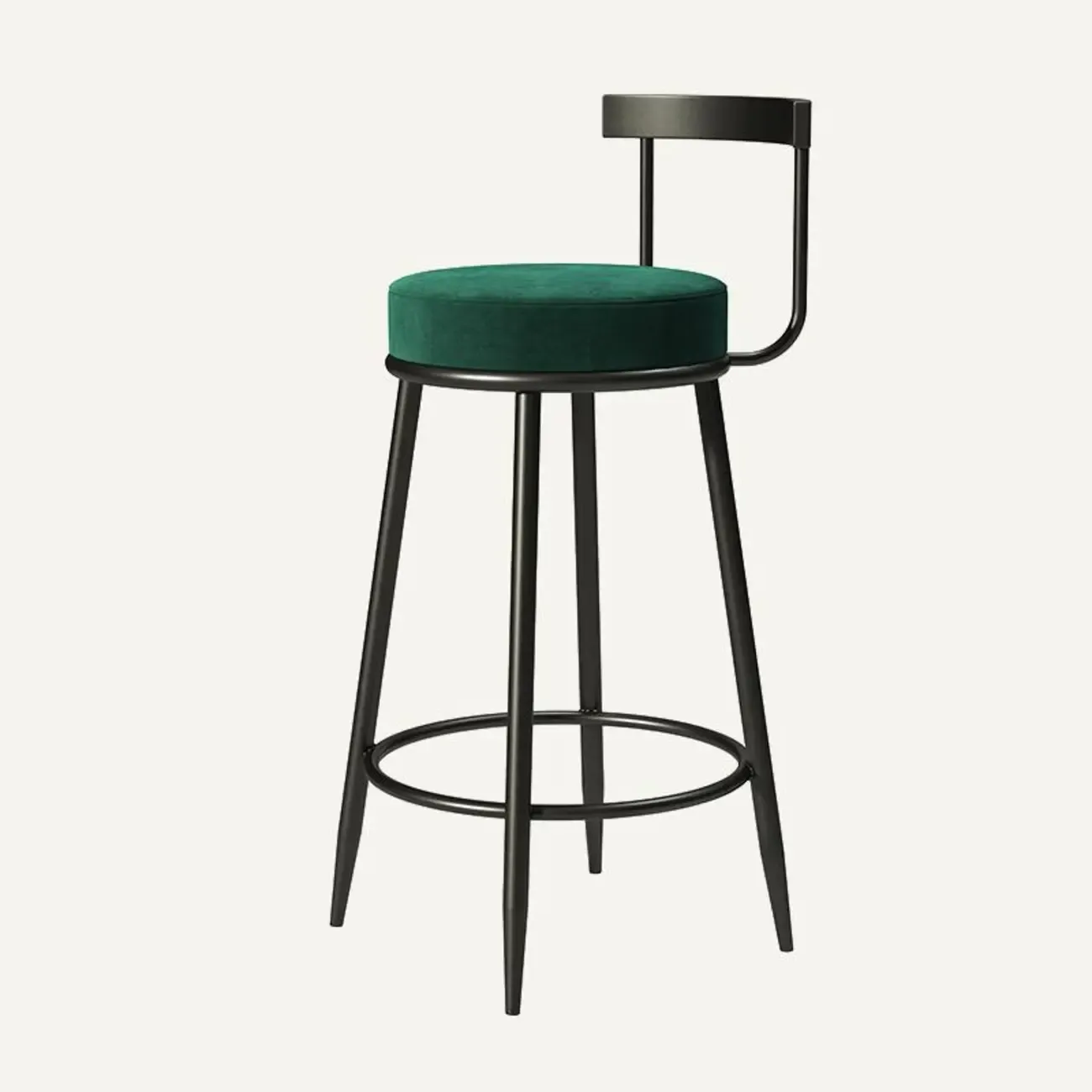 Glam Metal Upholstered Bar Stools with Open Low Back for Kitchen Image - 8