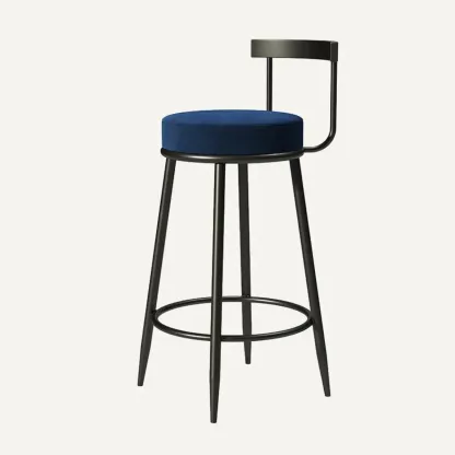Glam Metal Upholstered Bar Stools with Open Low Back for Kitchen Image - 12