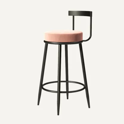 Glam Metal Upholstered Bar Stools with Open Low Back for Kitchen Image - 13