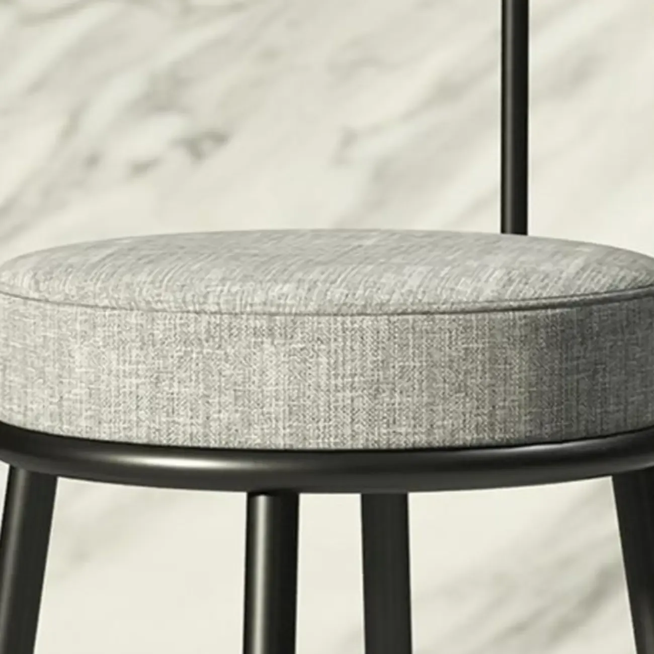 Glam Metal Upholstered Bar Stools with Open Low Back for Kitchen Image - 15