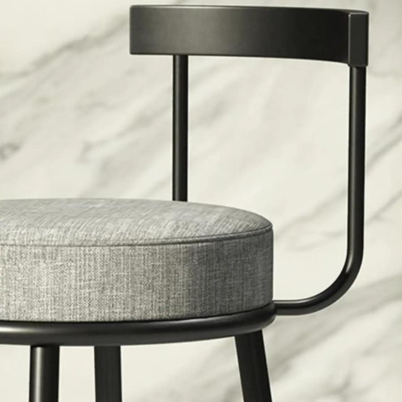 Glam Metal Upholstered Bar Stools with Open Low Back for Kitchen Image - 16 | homeyfad