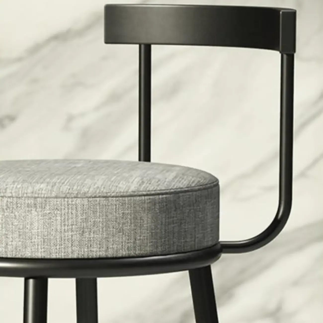 Glam Metal Upholstered Bar Stools with Open Low Back for Kitchen Image - 16