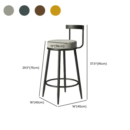 Glam Metal Upholstered Bar Stools with Open Low Back for Kitchen Image - 20