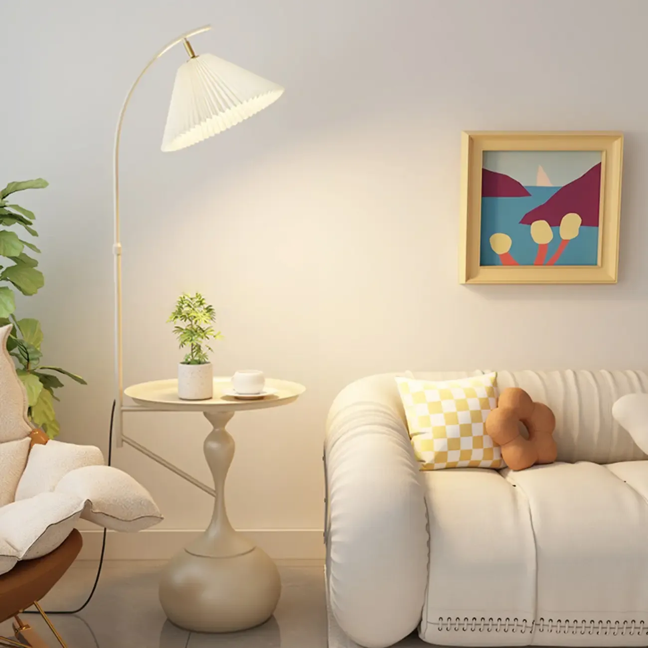 Black Adjustable Floor Lamp with Shelf for Reading Image - 5