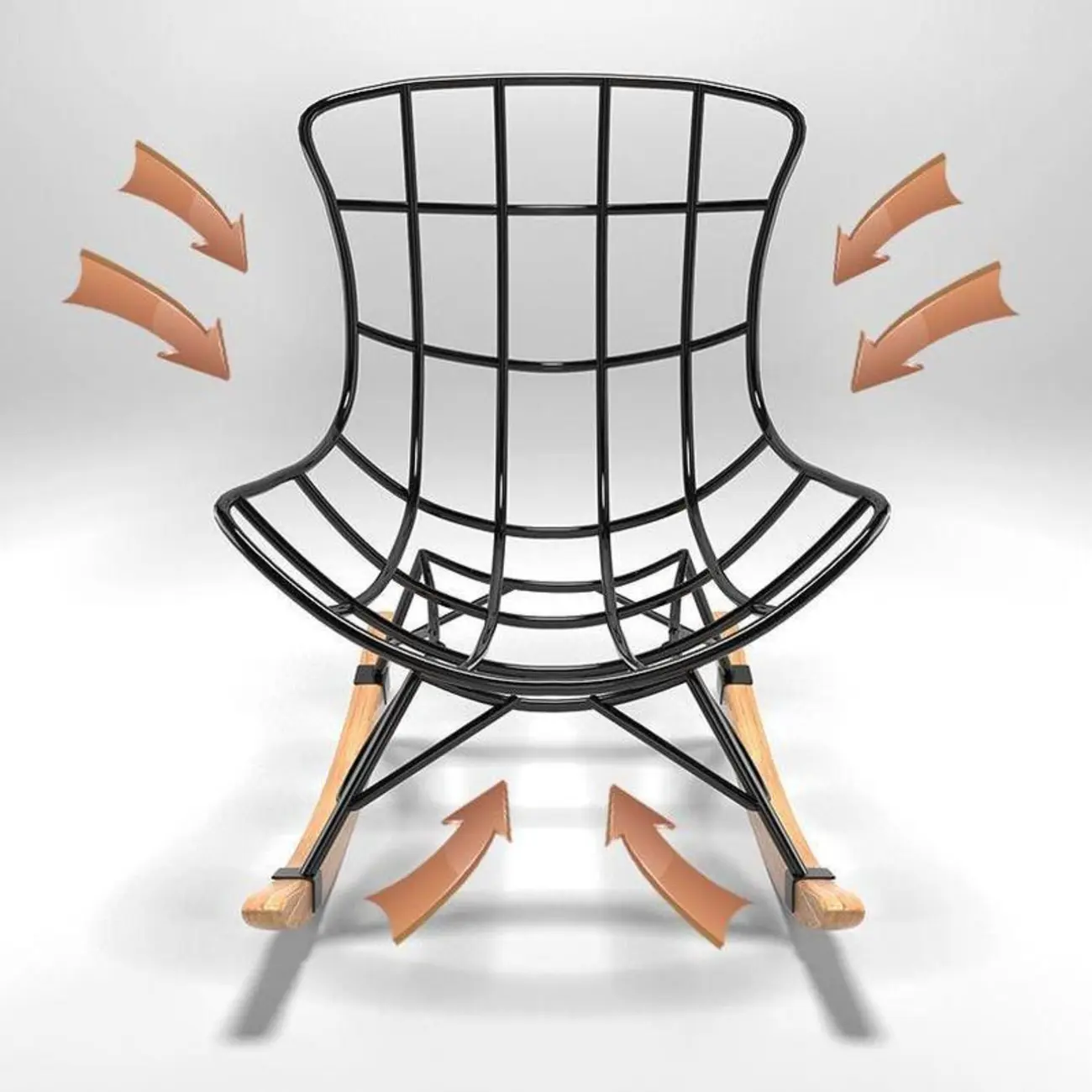 Faux Leather Wingback Rocking Chair with Removable Cushions Image - 7 | homeyfad