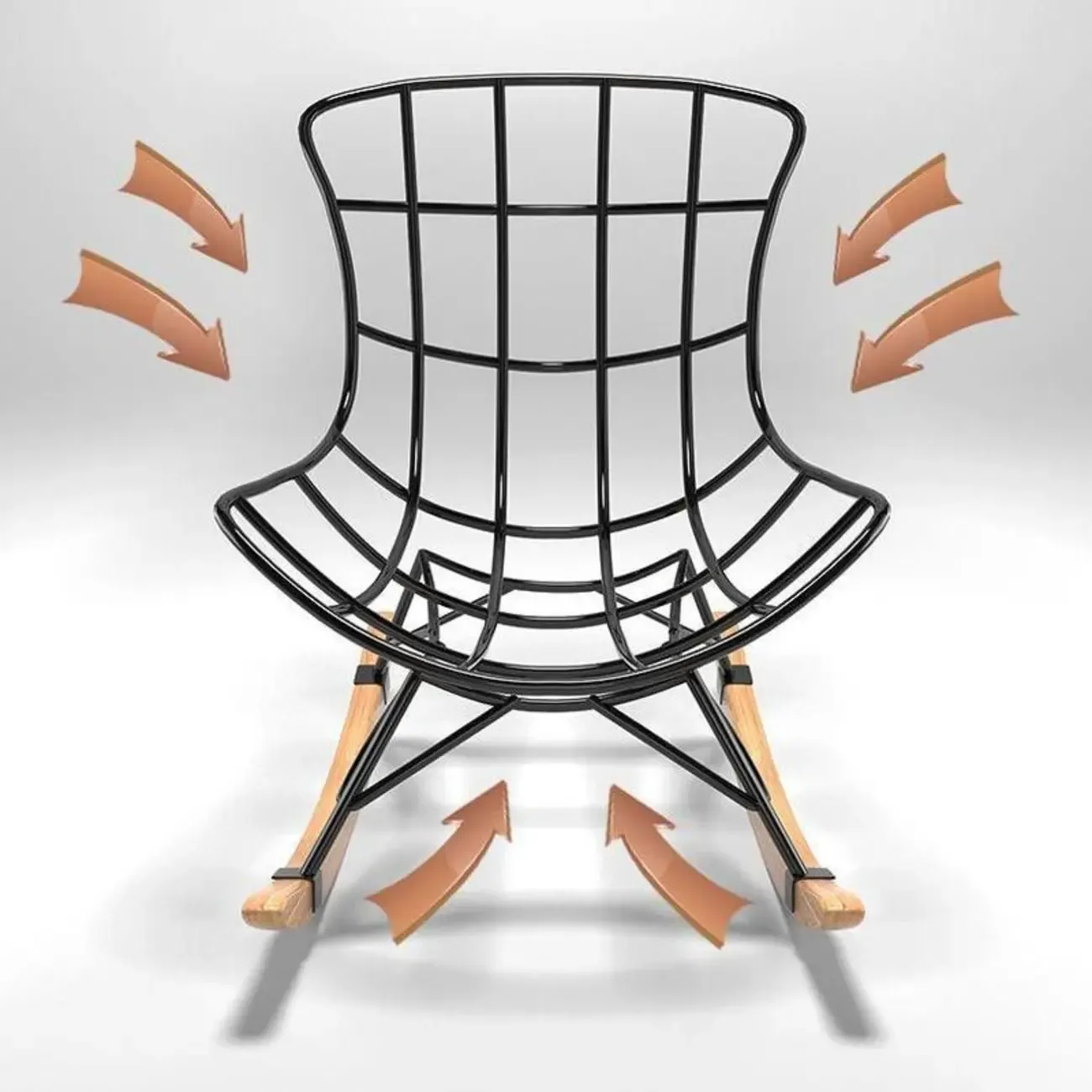 Faux Leather Wingback Rocking Chair with Removable Cushions Image - 7