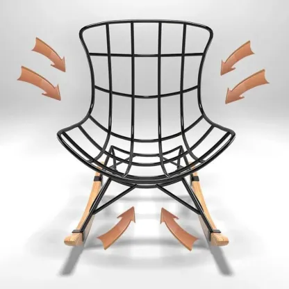 Faux Leather Wingback Rocking Chair with Removable Cushions Image - 7