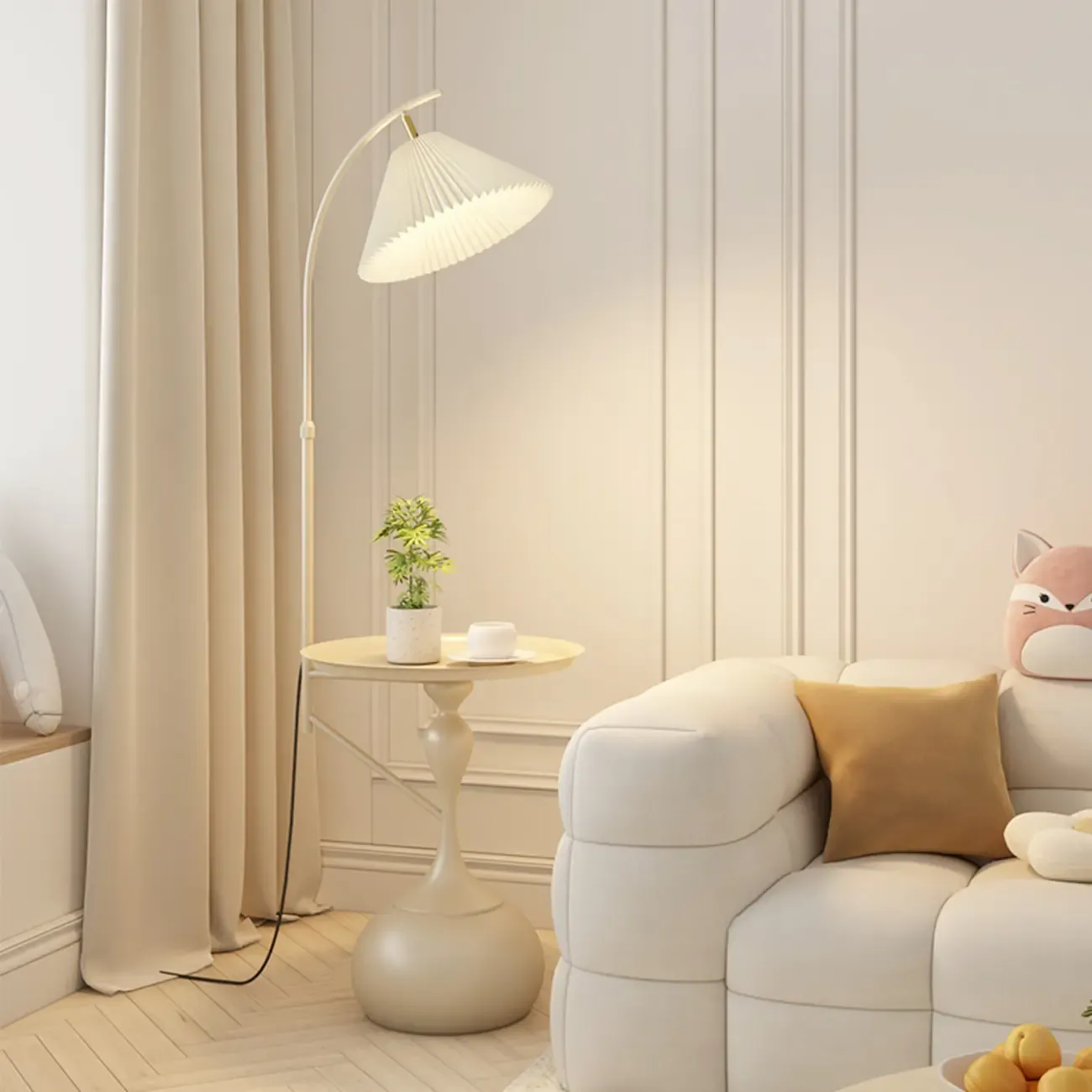 Black Adjustable Floor Lamp with Shelf for Reading Image - 6