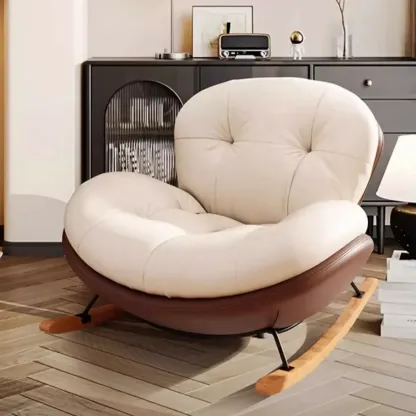 Ergonomic Rounded Upholstered Rocking Chair for Living Room Image - 8
