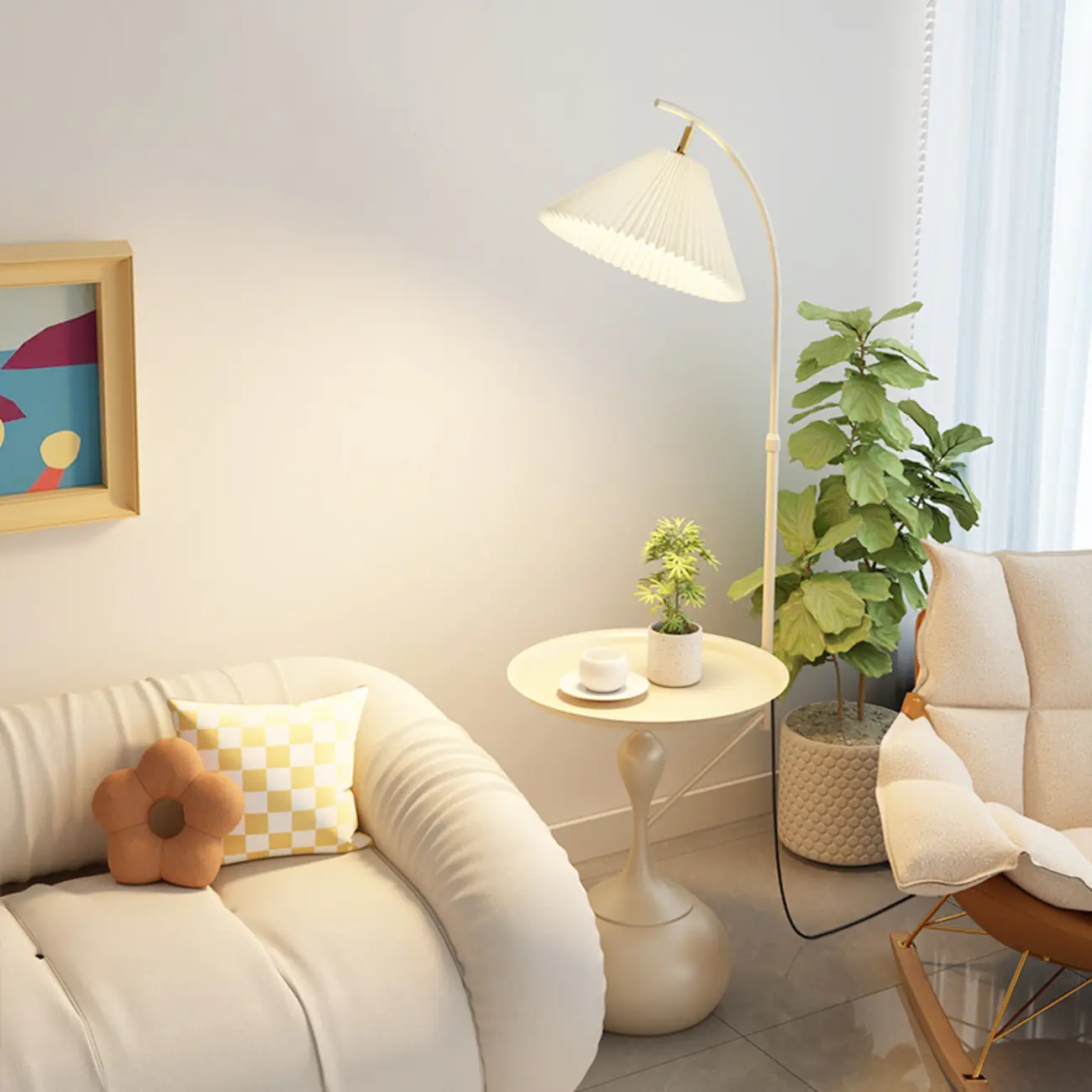 Black Adjustable Floor Lamp with Shelf for Reading Image - 7 | homeyfad