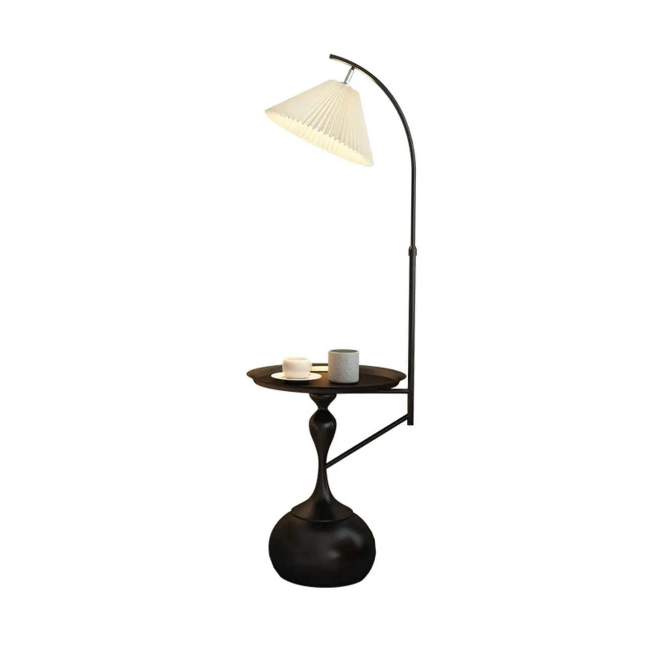 Black Adjustable Floor Lamp with Shelf for Reading Image - 8 | homeyfad