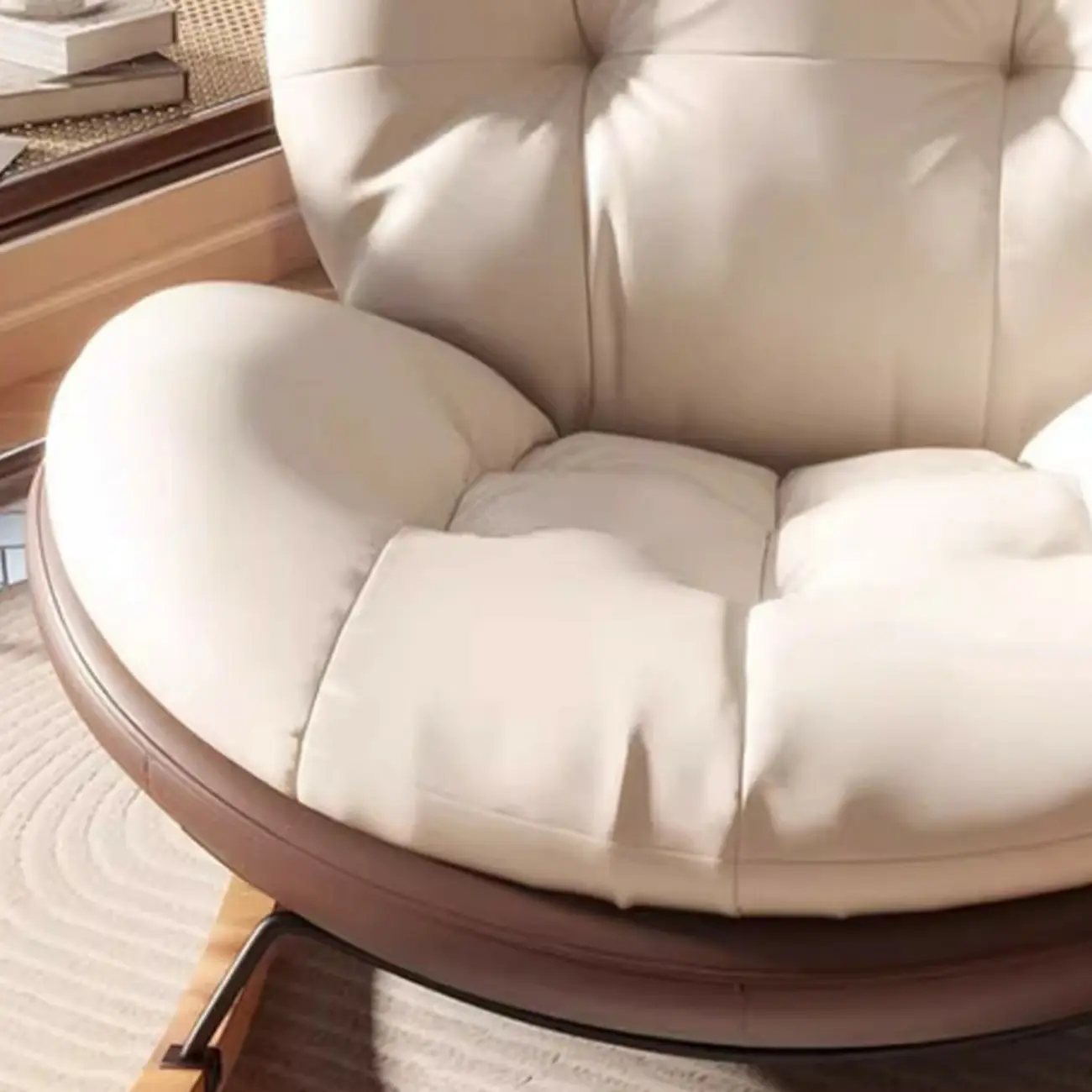 Ergonomic Rounded Upholstered Rocking Chair for Living Room Image - 11 | homeyfad