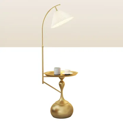 Black Adjustable Floor Lamp with Shelf for Reading Image - 9