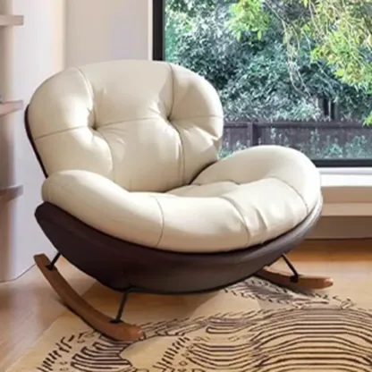 Ergonomic Rounded Upholstered Rocking Chair for Living Room Image - 13