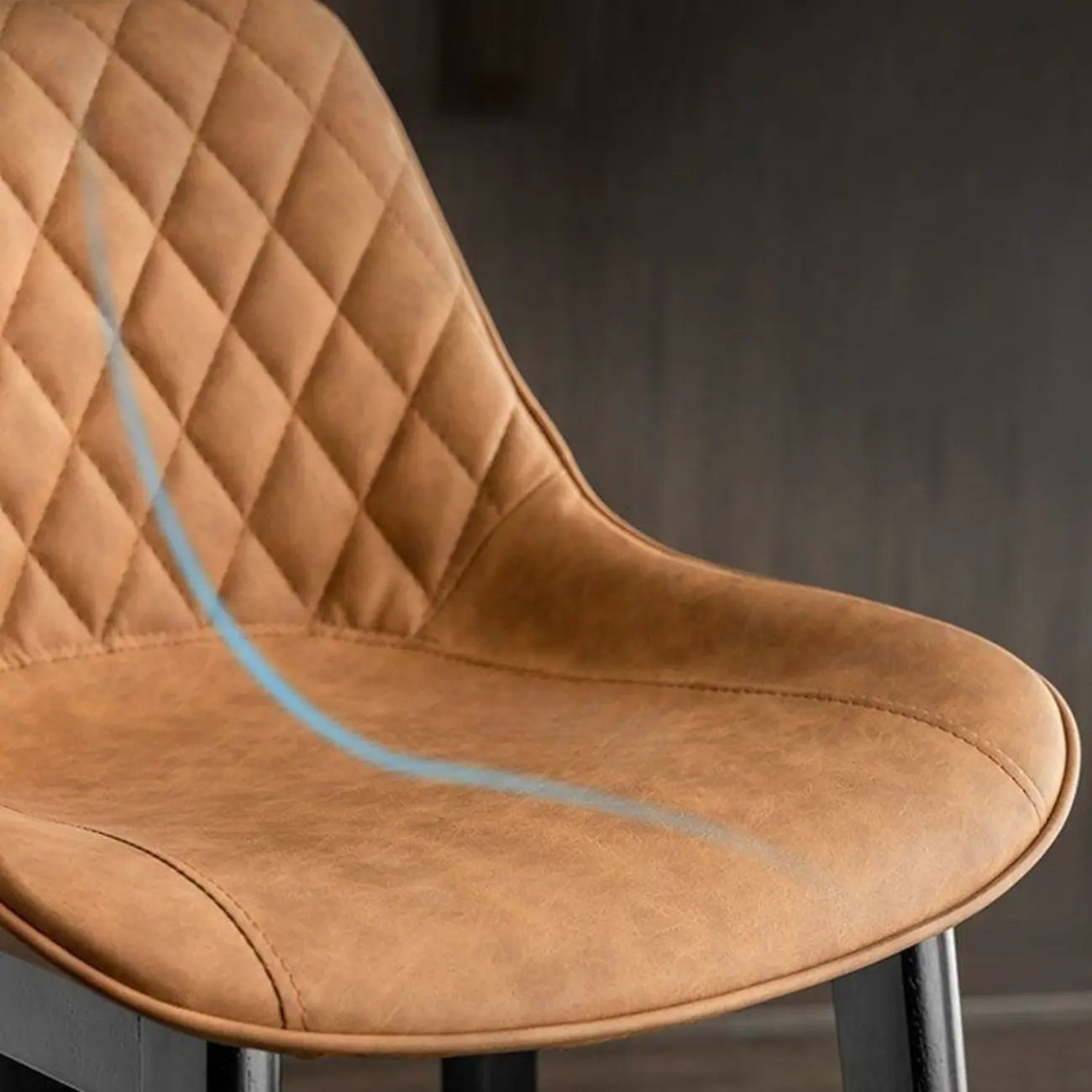 Retro Wooden Upholstered Bucket Bar Stools with Backrest Image - 10 | homeyfad