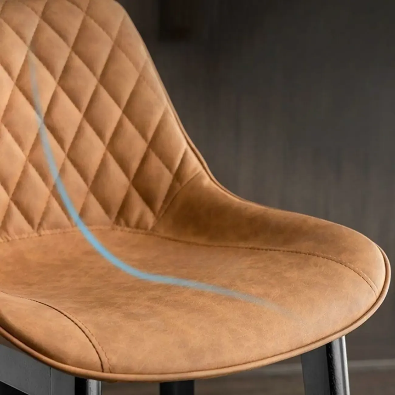 Retro Wooden Upholstered Bucket Bar Stools with Backrest Image - 10