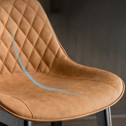 Retro Wooden Upholstered Bucket Bar Stools with Backrest Image - 10