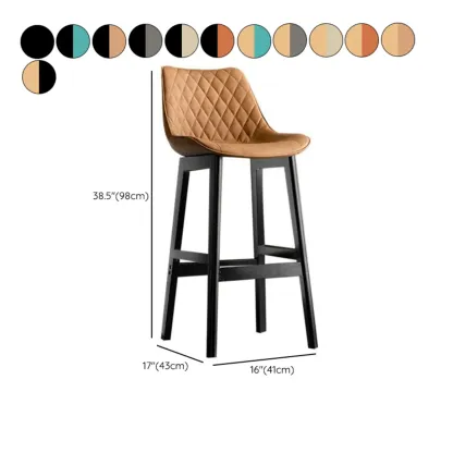 Retro Wooden Upholstered Bucket Bar Stools with Backrest #size