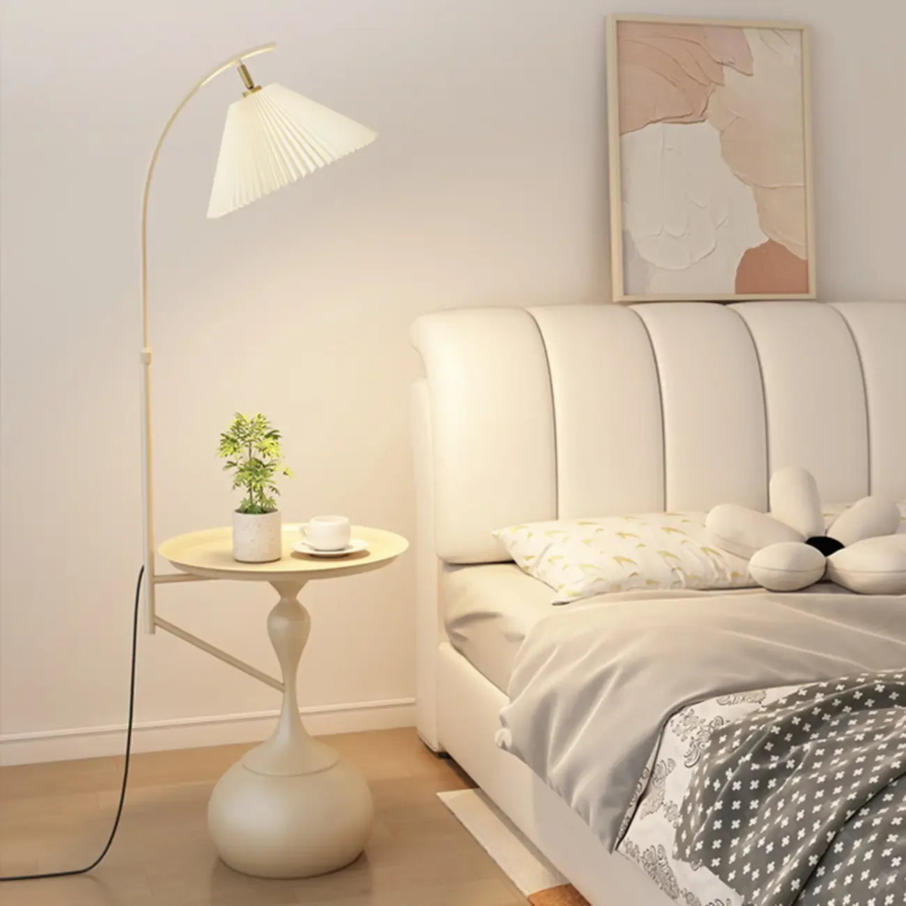 Black Adjustable Floor Lamp with Shelf for Reading Image - 15