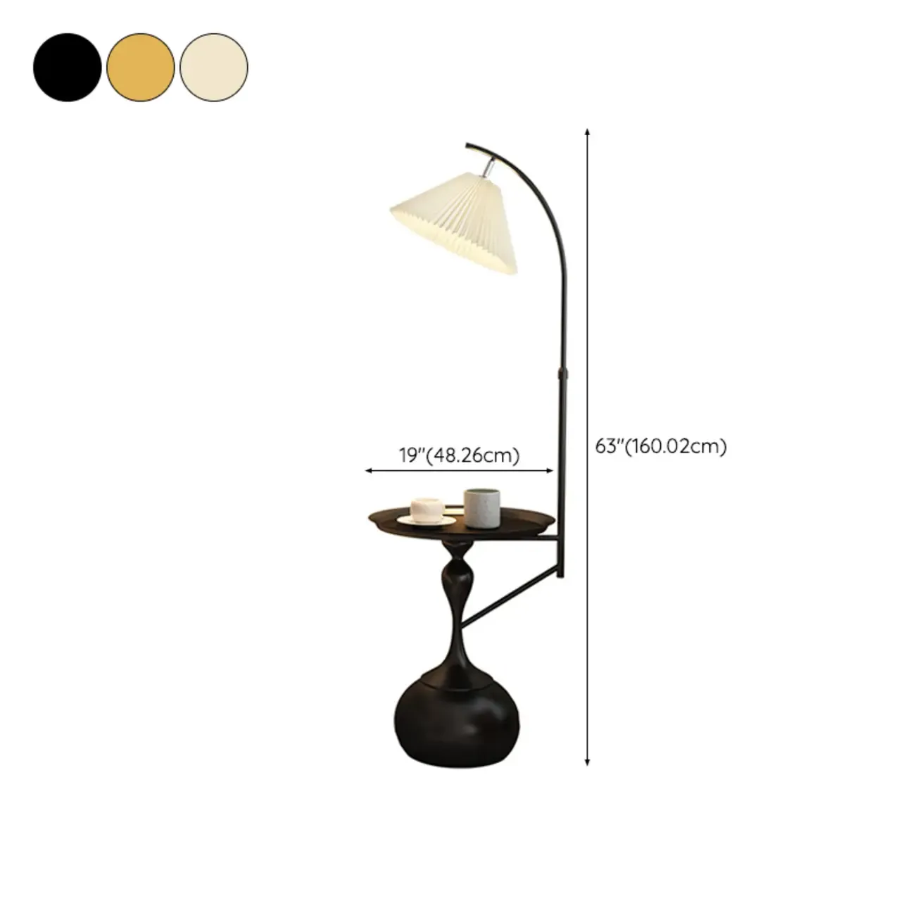 Black Adjustable Floor Lamp with Shelf for Reading #size