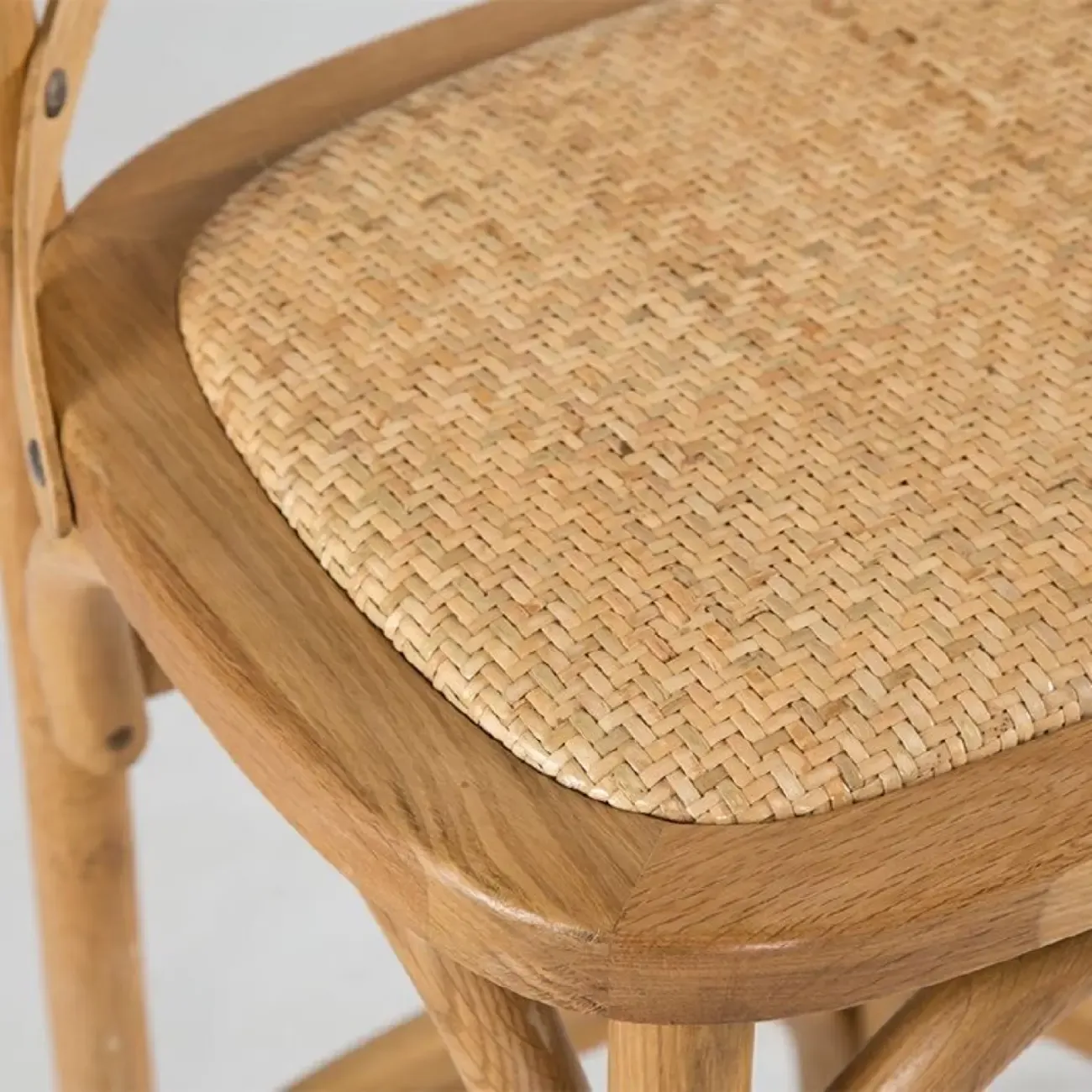 Rustic Wooden X Back Bar Stool with Footrest for Home Decor Image - 5