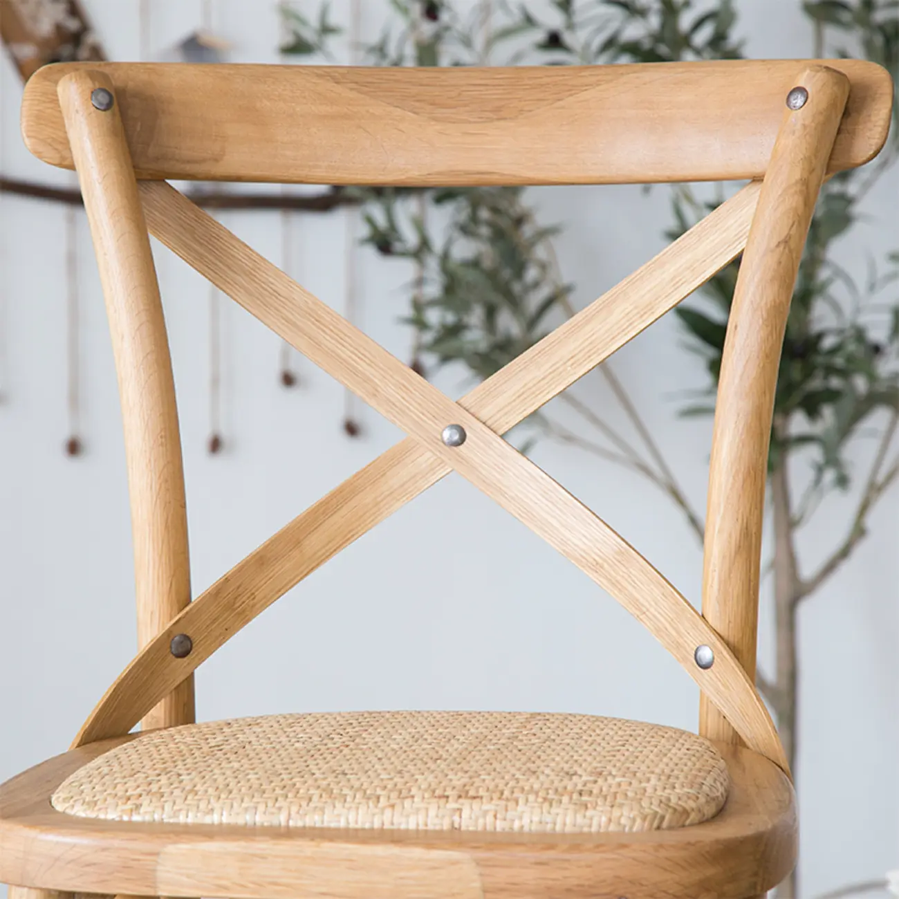 Rustic Wooden X Back Bar Stool with Footrest for Home Decor Image - 8 | homeyfad