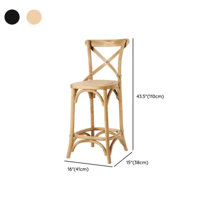 Rustic Wooden X Back Bar Stool with Footrest for Home Decor #size