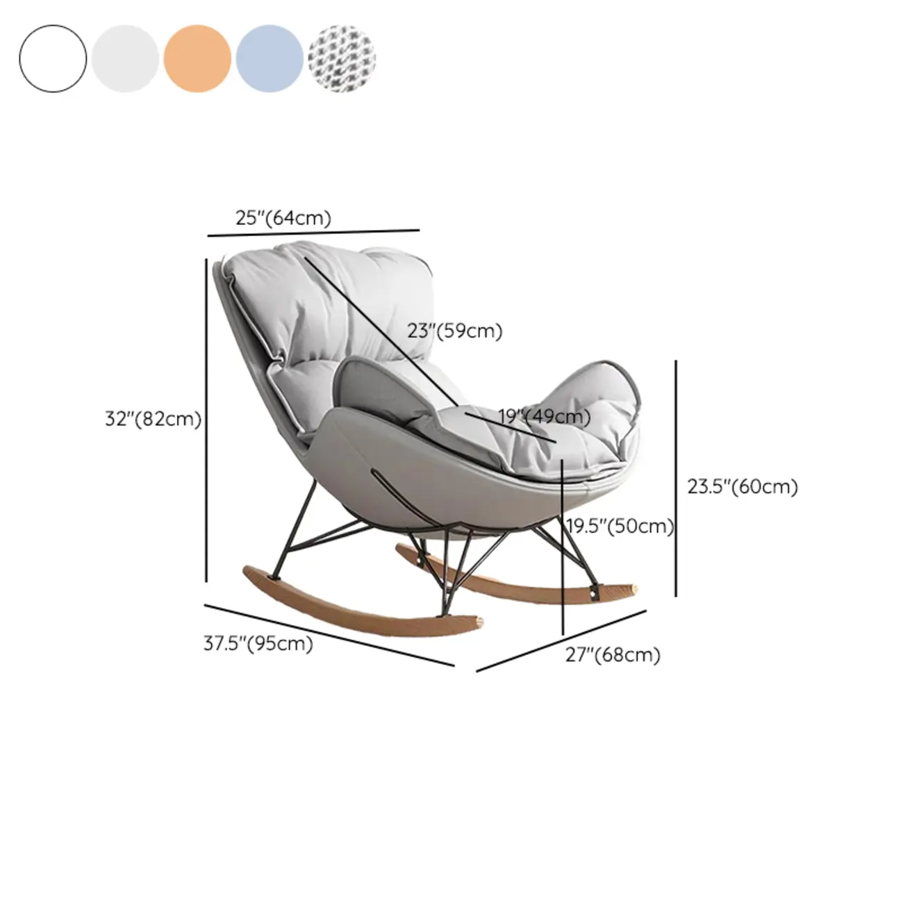 Faux Leather Wingback Rocking Chair with Removable Cushions #size | homeyfad