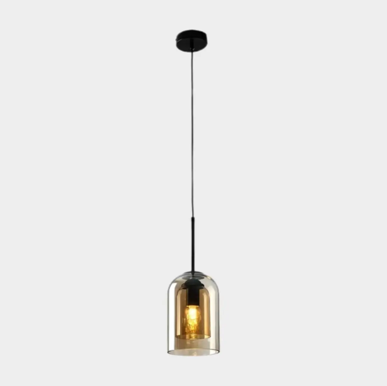 Modern Double Glass Bell-Shaped Pendant Lamp for Living Room Image - 2 | homeyfad